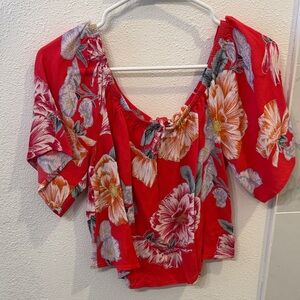 cupcakes & cashmere Red Floral Blouse